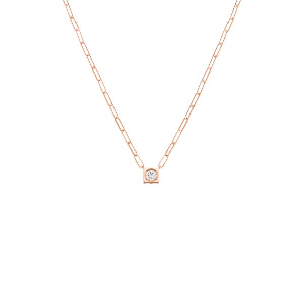 Collier dinh van Le Cube Diamant grand modèle en or rose et diamant 608215