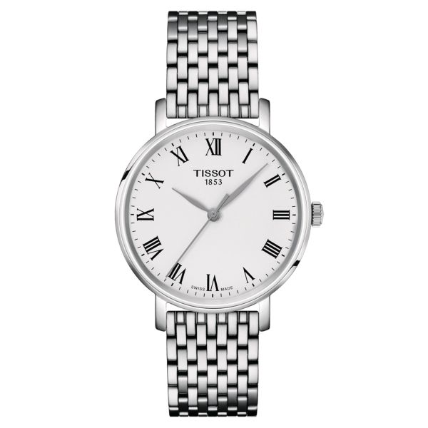 Montre Tissot Everytime quartz cadran argent bracelet acier 34 mm T143.210.11.033.00