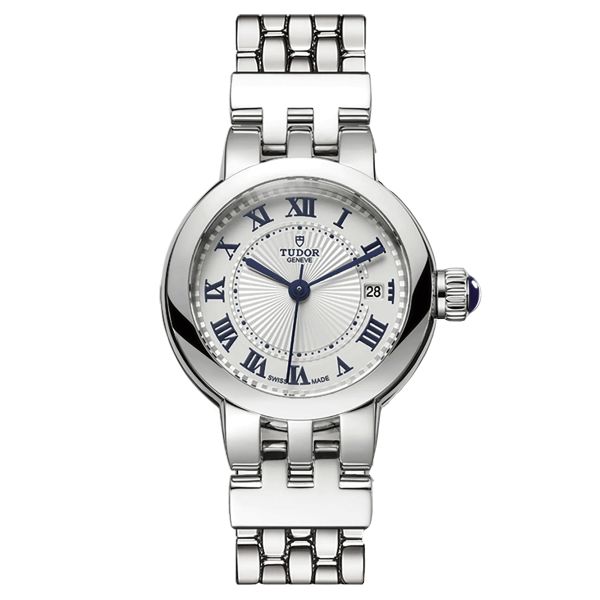 Tudor Clair de Rose watch automatic index Roman numerals opaline dial steel bracelet 30 mm