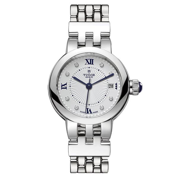 Montre Tudor Clair de Rose automatique index diamants et chiffres romains cadran opalin bracelet acier 26 mm M35200-0004