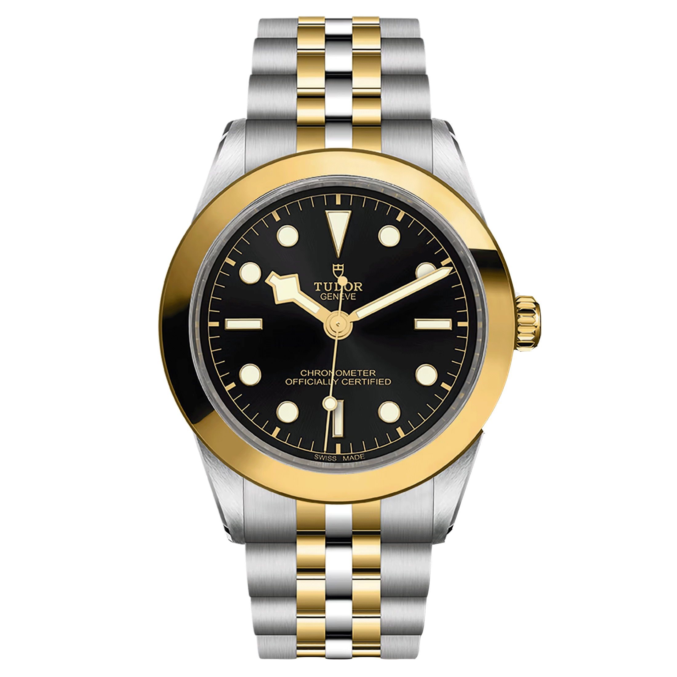 Montre Tudor Black Bay 39 S&G automatique lunette or jaune cadran noir bracelet acier et or jaune 39 mm M79663-0001