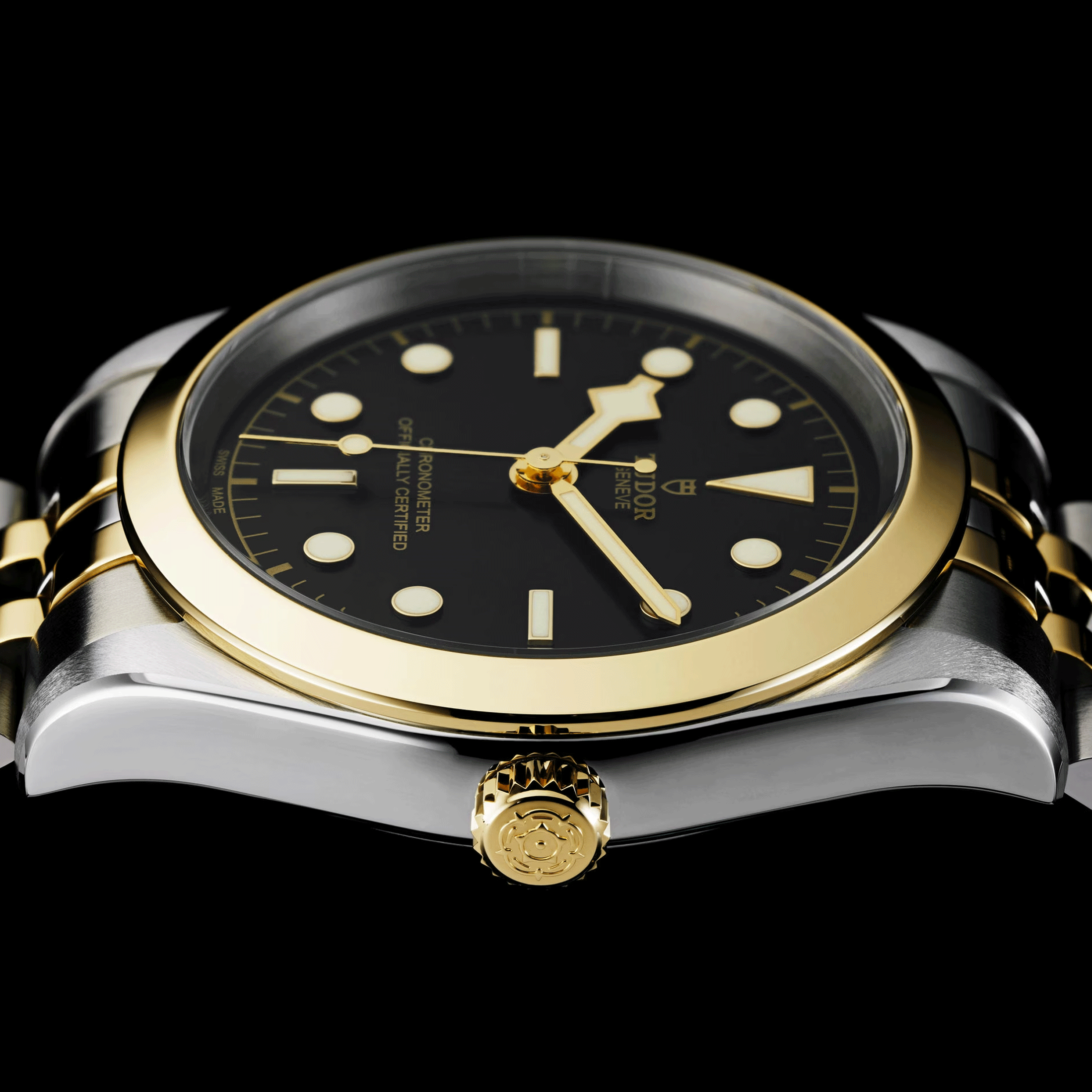 Montre Tudor Black Bay 39 S&G automatique lunette or jaune cadran noir bracelet acier et or jaune 39 mm M79663-0001