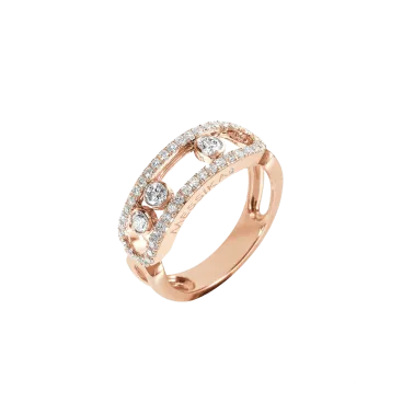 Bague Messika Move Classique Pavée en or rose et diamants - Soldat