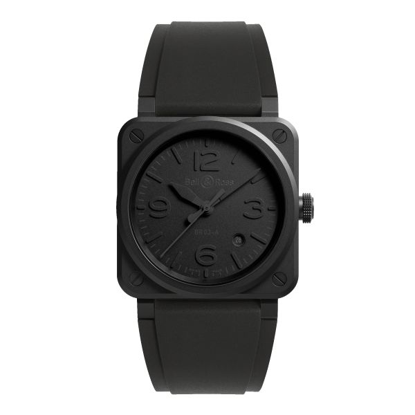 Bell & Ross New BR 03 Phantom automatic ceramic black dial rubber strap 41 mm