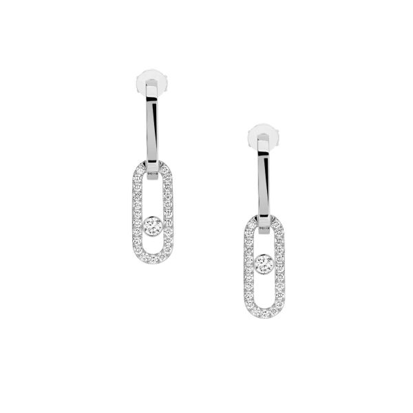 Boucles d'oreilles Messika Move Link en or blanc et diamants