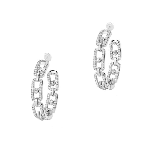 Messika Move Link SM hoop earrings in white gold and diamonds