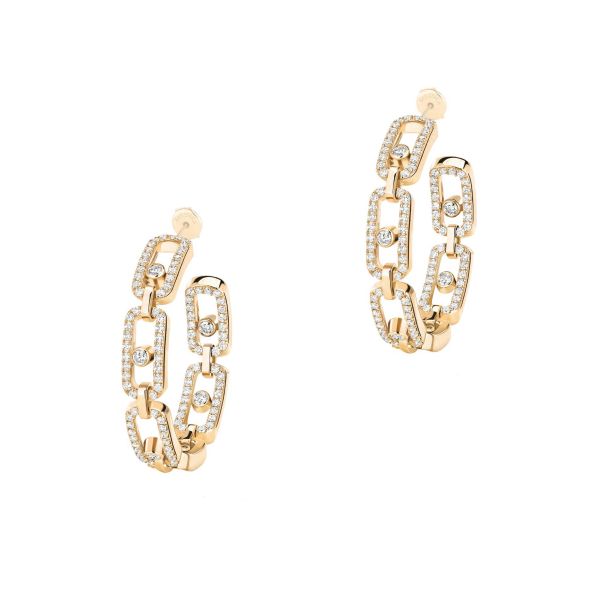 Messika Move Link SM hoop earrings in yellow gold and diamonds