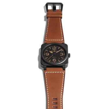 Bell & Ross New BR 03 Heritage automatic ceramic black dial leather strap 41 mm