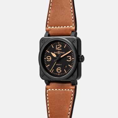 Bell & Ross New BR 03 Heritage automatic ceramic black dial leather strap 41 mm