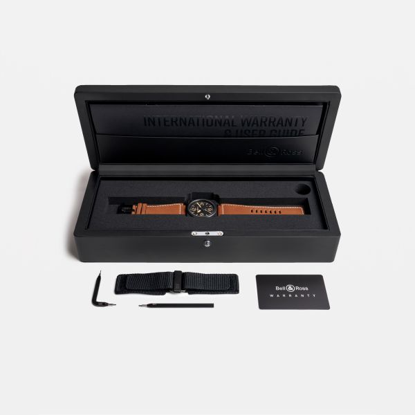 Bell & Ross New BR 03 Heritage automatic ceramic black dial leather strap 41 mm