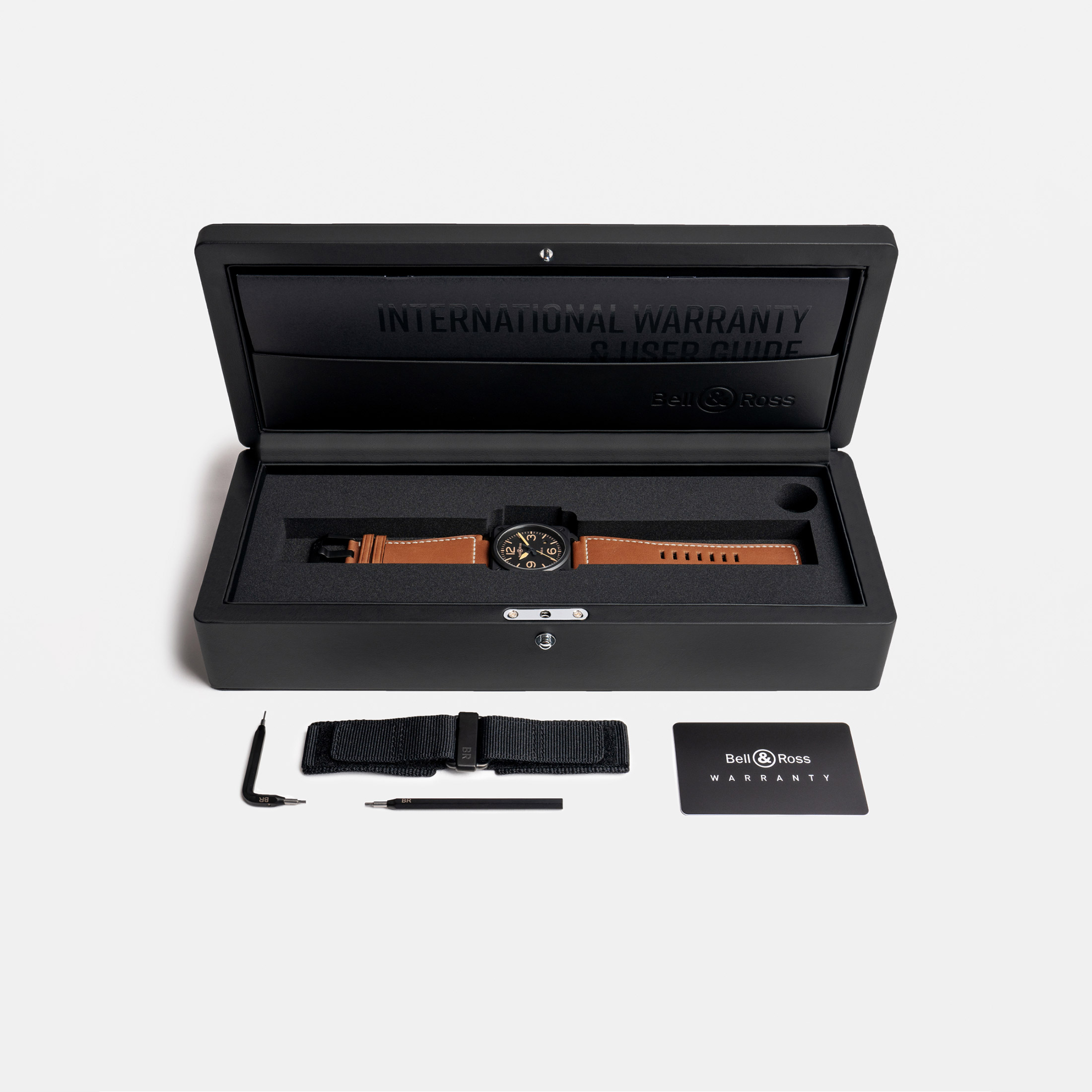 Bell & Ross New BR 03 Heritage automatic ceramic black dial leather strap 41 mm