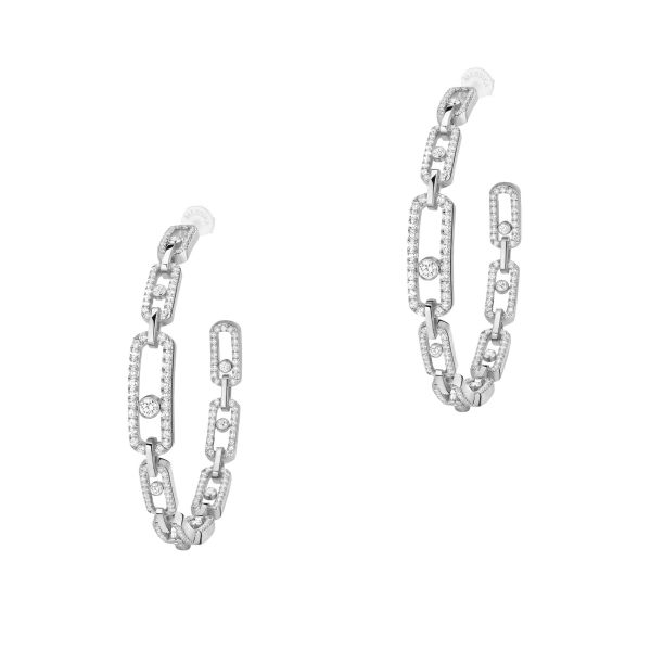Messika Move Link MM hoop earrings in white gold and diamonds