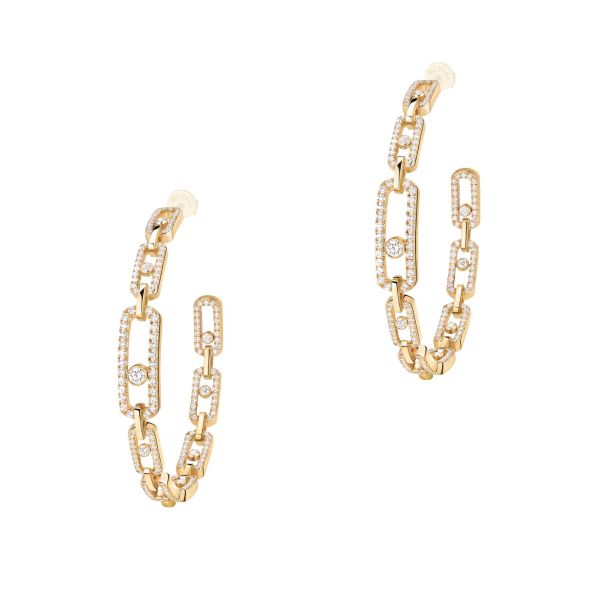 Messika Move Link MM hoop earrings in yellow gold and diamonds
