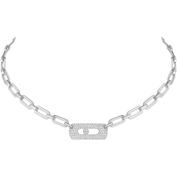 Collier Messika Move Link en or blanc et diamants