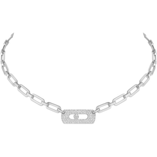 Messika Move Link necklace in white gold and diamonds