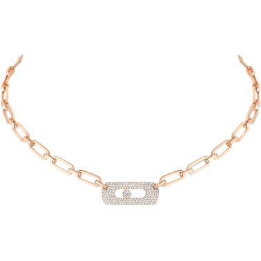 Collier Messika Move Link en or rose et diamants
