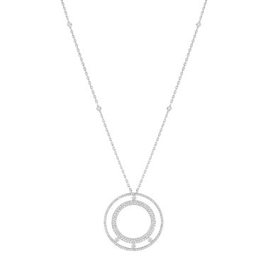 Collier Messika Long Move Romane Pavé en or blanc et diamants