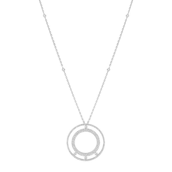 Collier Messika Long Move Romane Pavé en or blanc et diamants