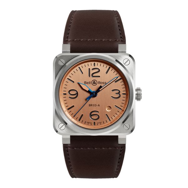 Bell & Ross New BR 03 Copper automatic copper dial leather strap 41 mm