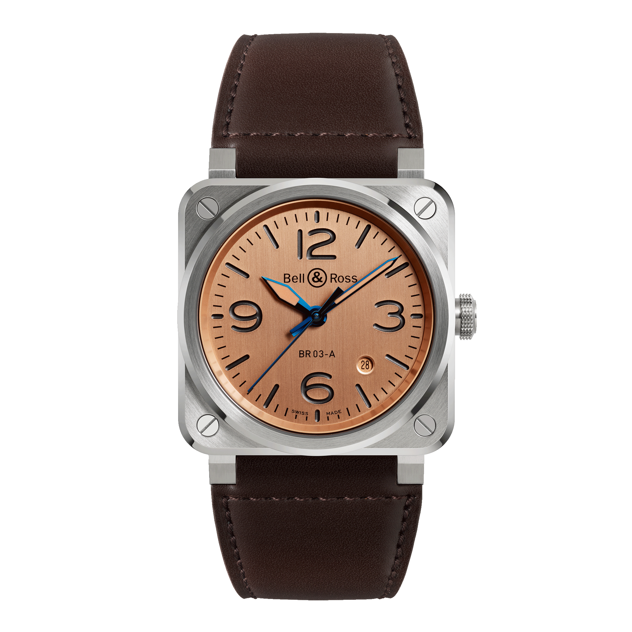 Bell & Ross New BR 03 Copper automatic copper dial leather strap 41 mm