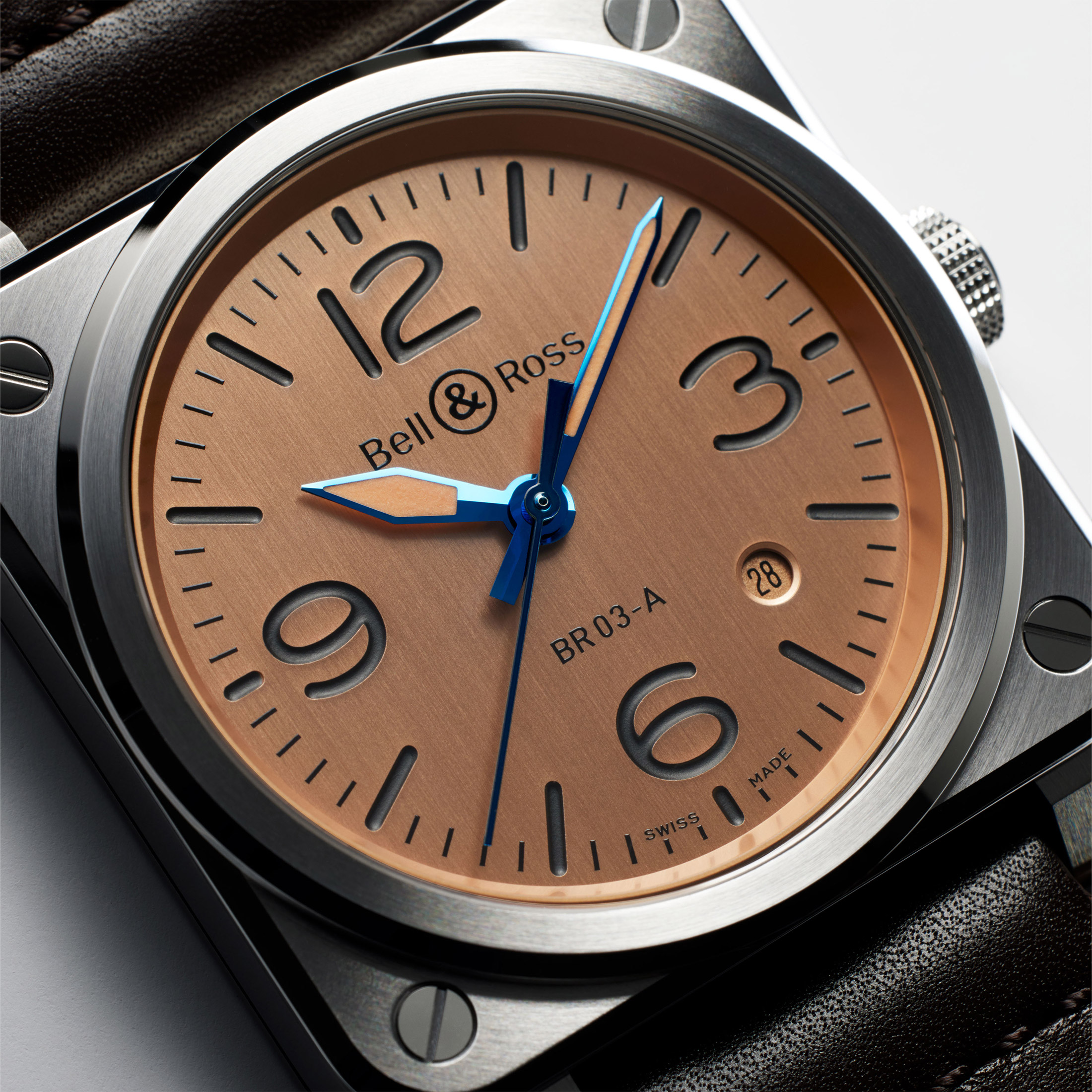 Bell & Ross New BR 03 Copper automatic copper dial leather strap 41 mm