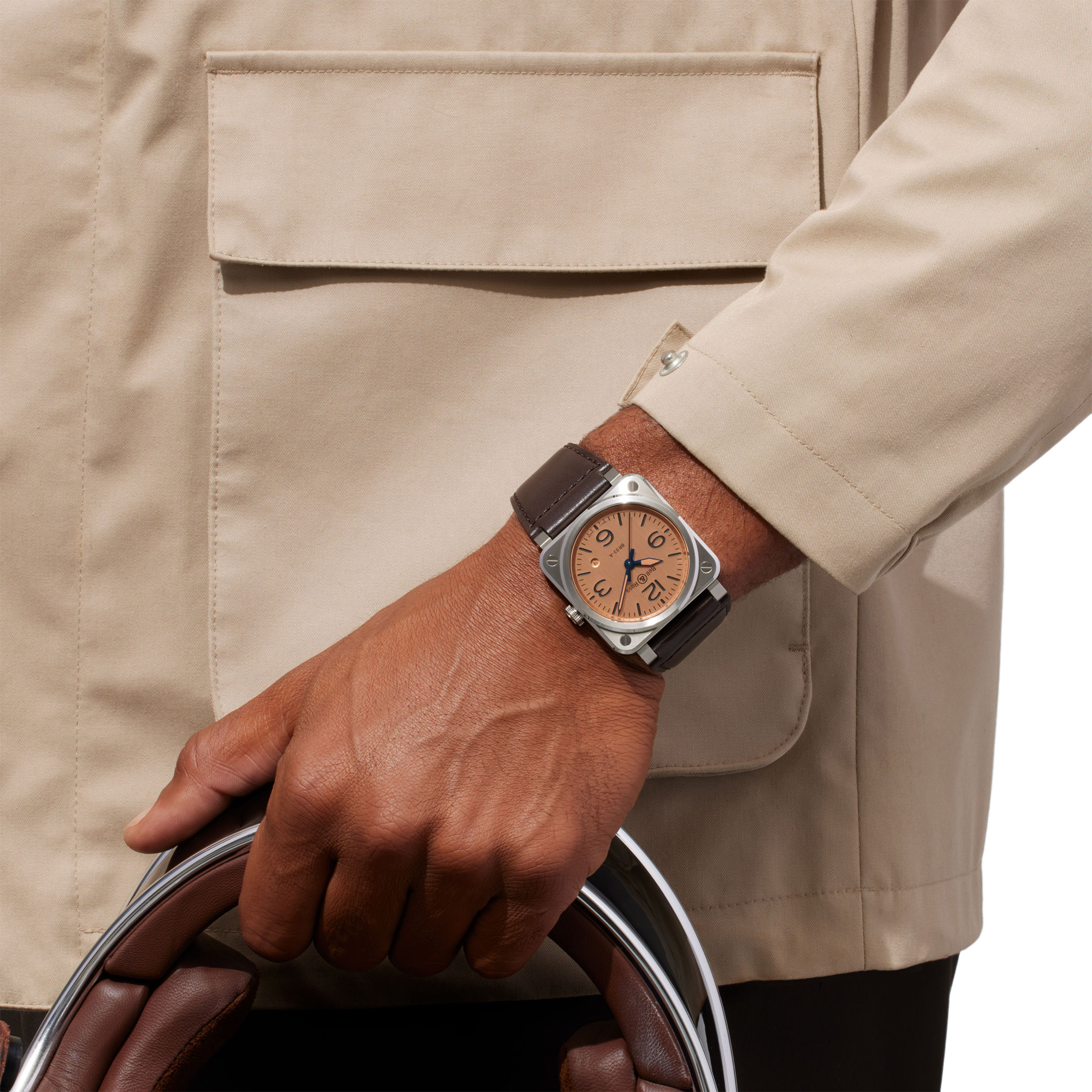 Bell & Ross New BR 03 Copper automatic copper dial leather strap 41 mm