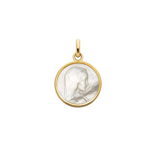 Arthus Bertrand Young Virgin medal in yellow gold and mother-of-pearl