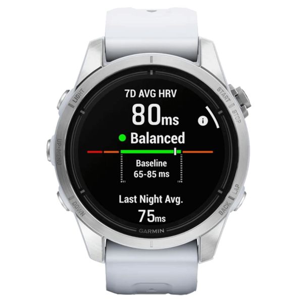 Garmin Epix Pro (Gen2) Standard Edition watch white silicone strap 42 mm 010-02802-01