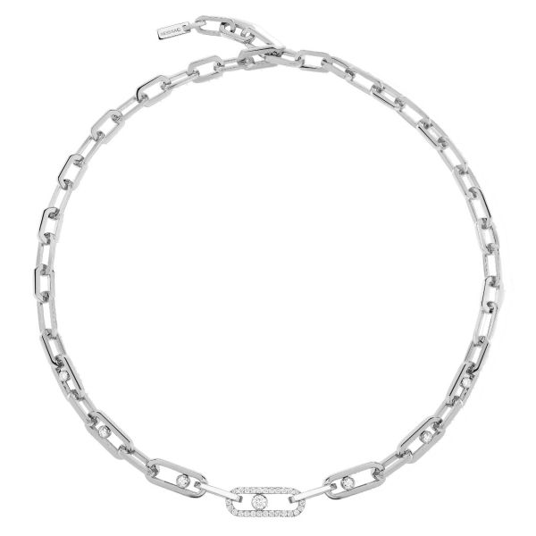 Messika Move Link necklace in white gold and diamonds
