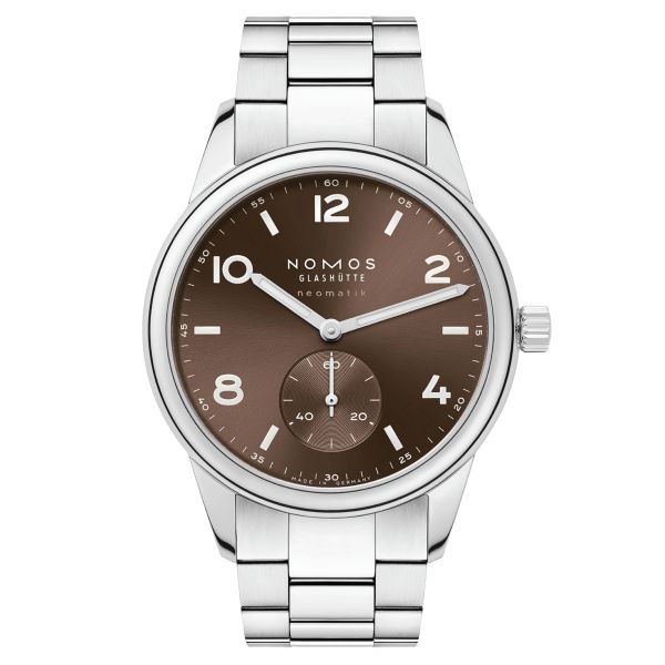 Nomos Club Sport Neomatik Tabac automatic watch sapphire back brown dial steel bracelet 39.5 mm 760