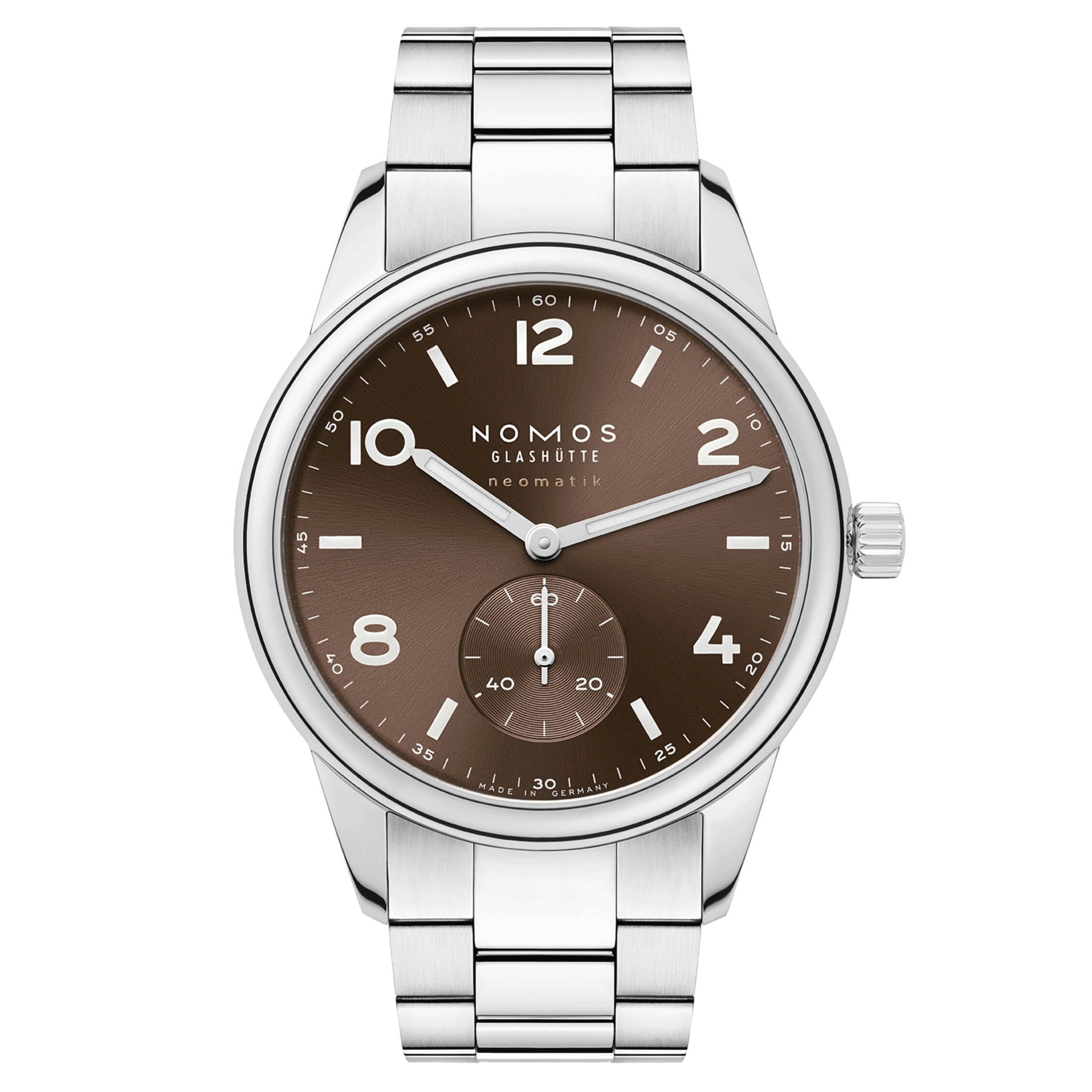 Montre Nomos Club Sport Neomatik Tabac automatique fond saphir cadran brun bracelet acier 39,5 mm 760