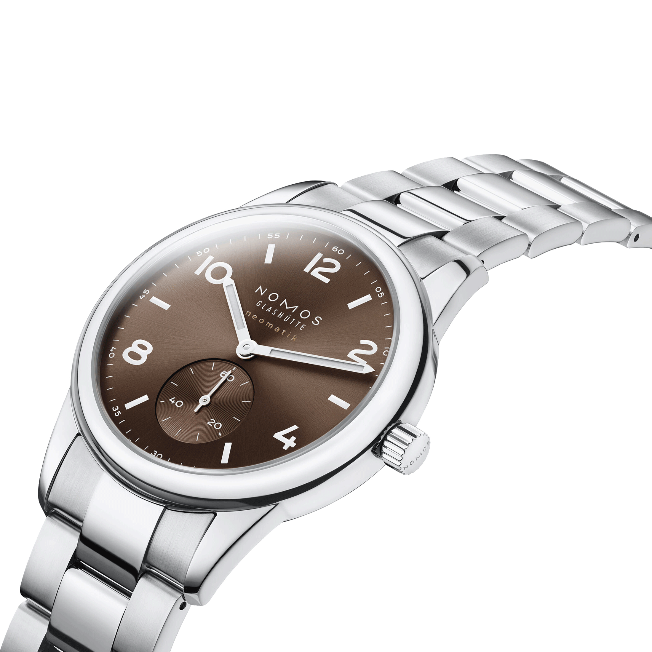 Montre Nomos Club Sport Neomatik Tabac automatique fond saphir cadran brun bracelet acier 39,5 mm 760