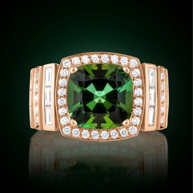 Bague Lepage Joséphine en or rose, tourmaline verte et diamants