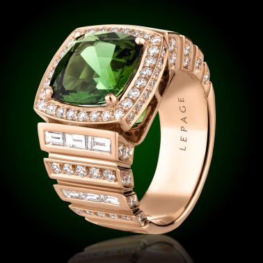 Bague Lepage Joséphine en or rose, tourmaline verte et diamants