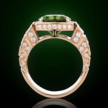 Bague Lepage Joséphine en or rose, tourmaline verte et diamants