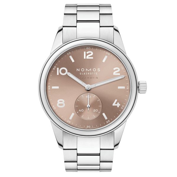 Montre Nomos Club Sport Neomatik Ember automatique fond acier cadran beige doré bracelet acier 39,5 mm 761