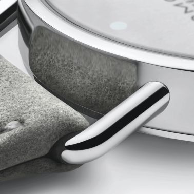 Nomos Metro All Silver mechanical watch sapphire back silver dial grey leather strap 33 mm 1122