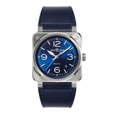 Bell & Ross New BR 03 Blue Steel automatic blue dial leather strap 41 mm