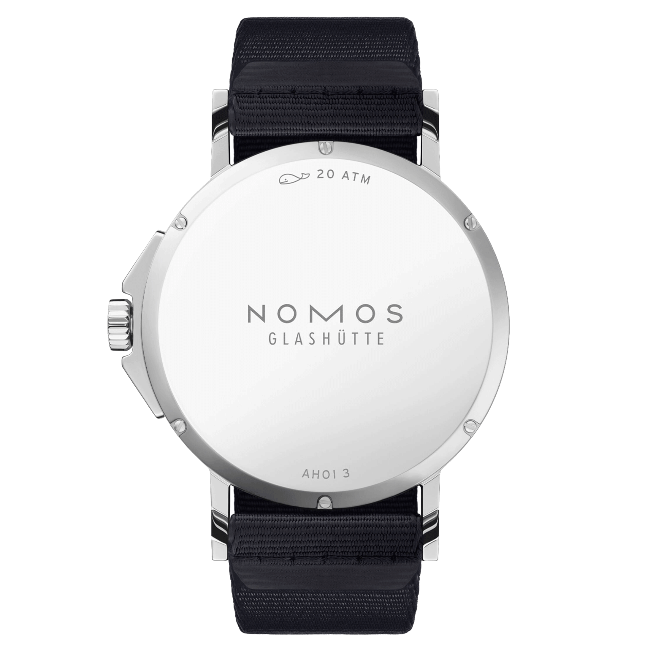 Nomos Ahoi Neomatik Date Ciel automatic watch stainless steel back blue dial blue fabric strap 38.5 mm 516