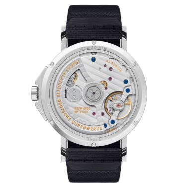 Nomos Ahoi Neomatik Date Ciel automatic watch sapphire back blue dial blue fabric strap 38.5 mm 526