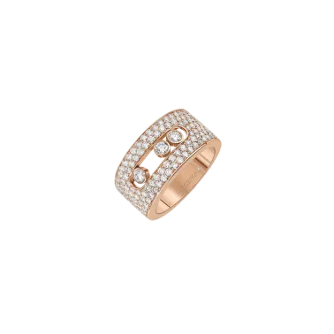 Bague Messika Move Joaillerie M Full Pavée en or rose et diamants - Soldat_PL