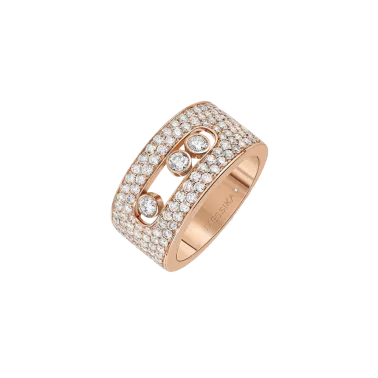 Bague Messika Move Joaillerie M Full Pavée en or rose et diamants - Soldat