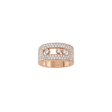 Bague Messika Move Joaillerie M Full Pavée en or rose et diamants - Top