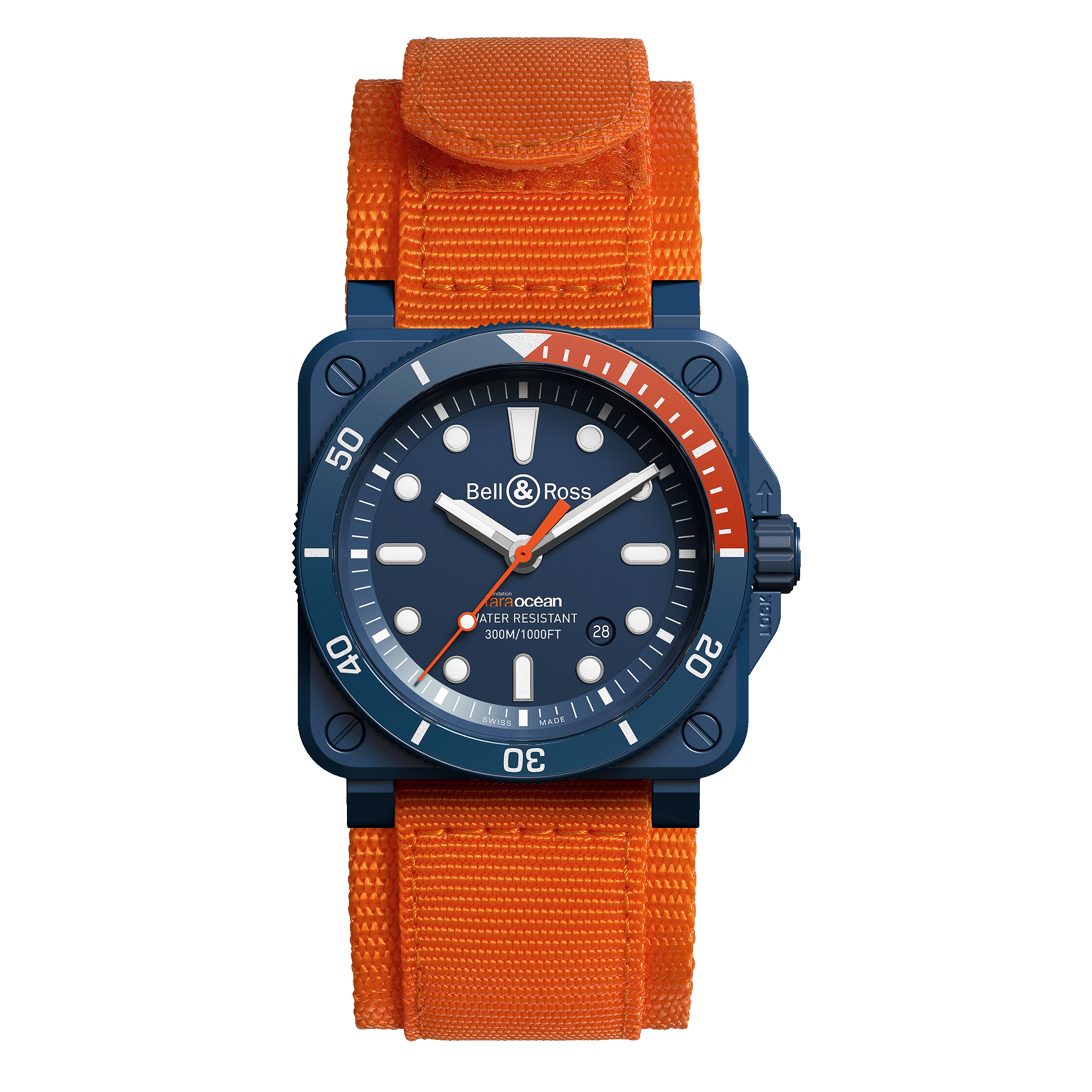Montre Bell & Ross BR 03-92 Diver Tara céramique automatique cadran bleu bracelet caoutchouc 42 mm