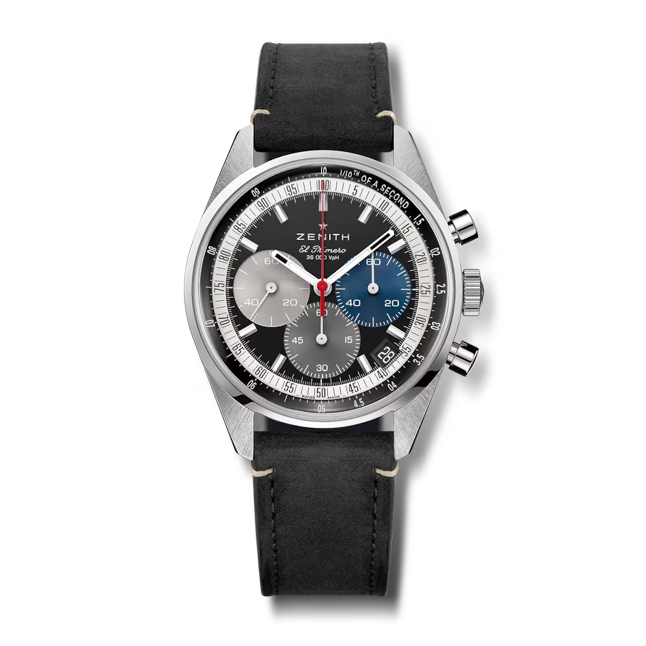Montre Zenith Chronomaster Original El Primero cadran noir bracelet cuir noir 38 mm