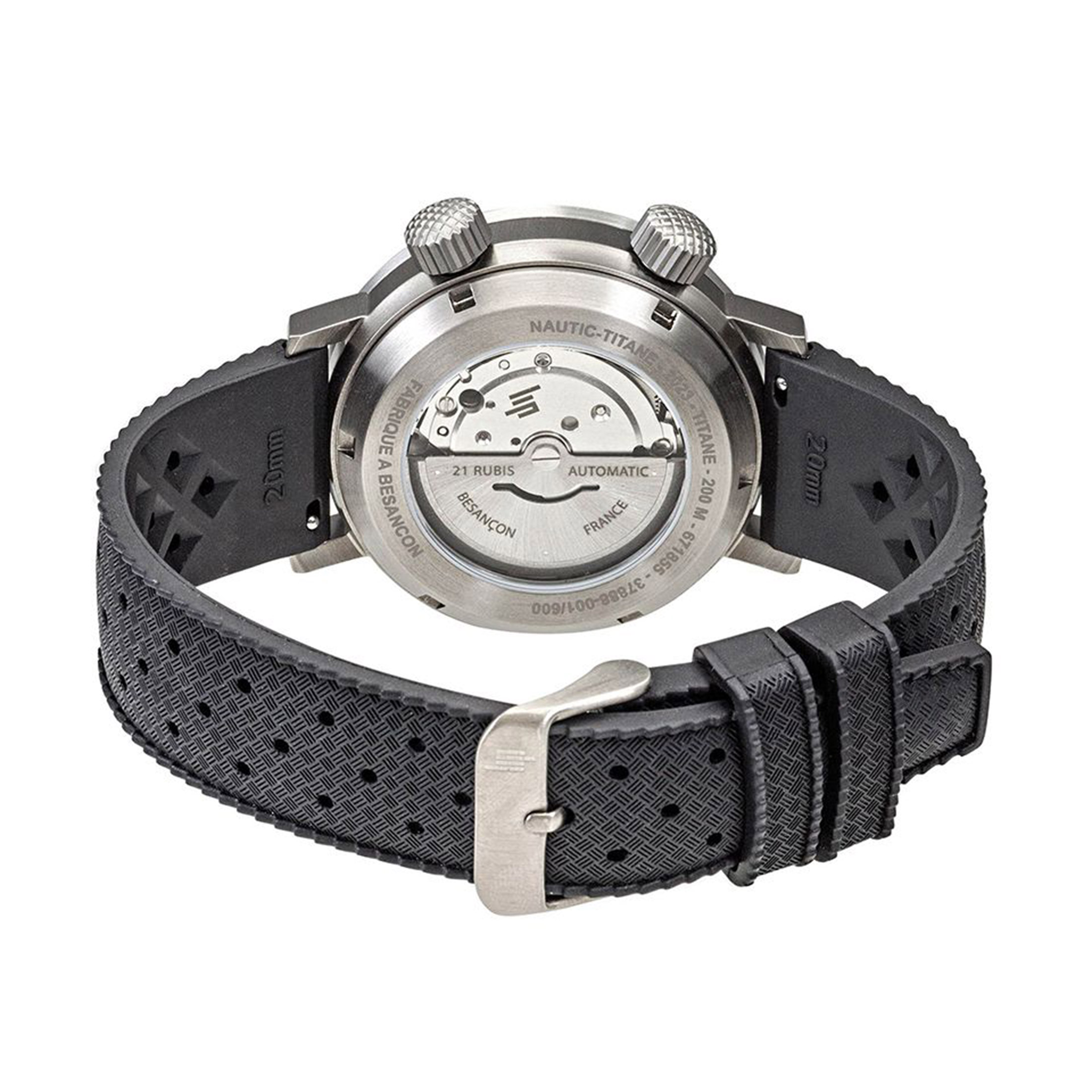 Lip Grande Nautic Ski Titanium automatic black dial tropic strap 41 mm