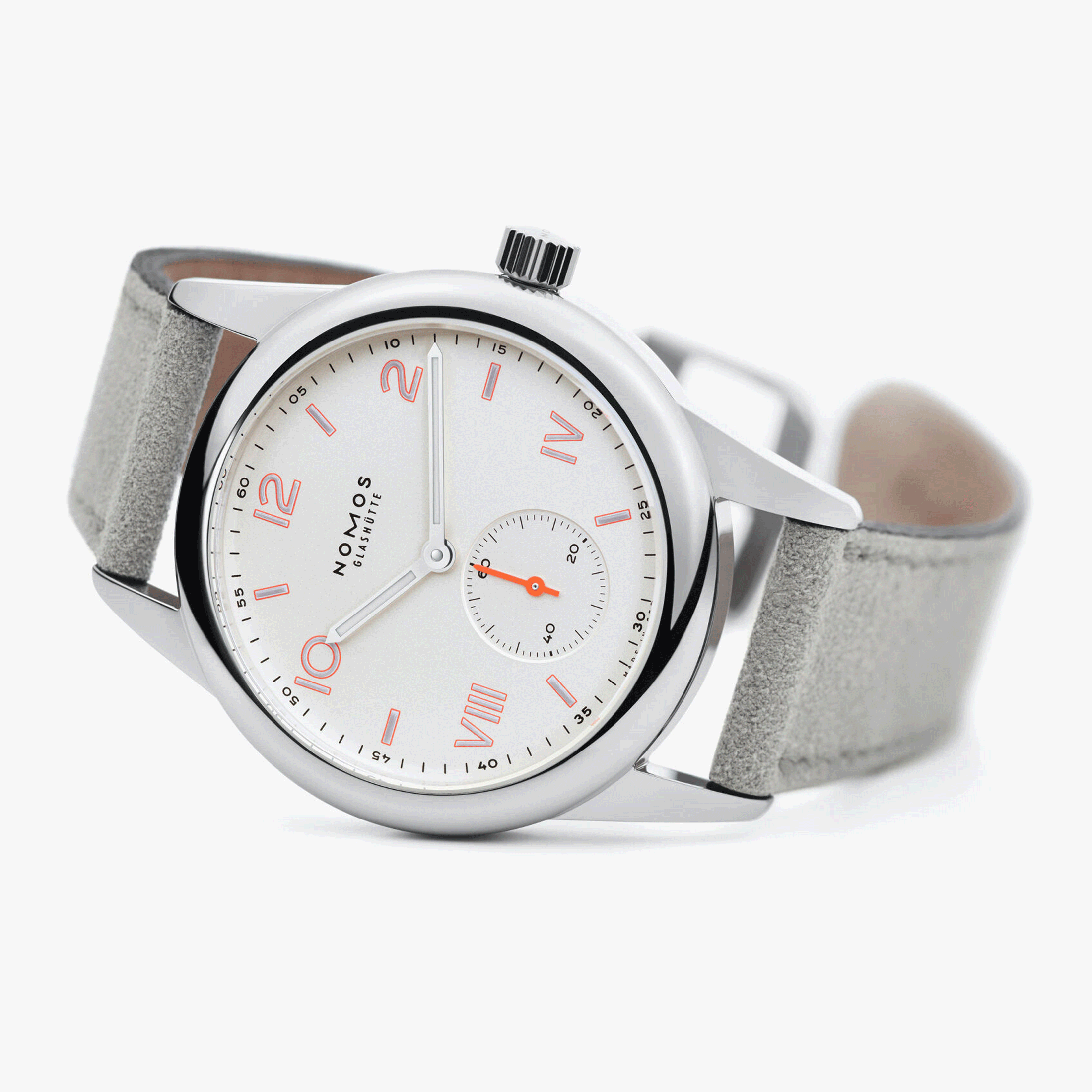 NOMOS Club Campus mechanical watch grey leather strap 36 mm