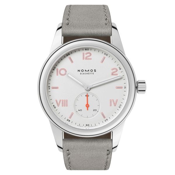 NOMOS Club Campus mechanical watch grey leather strap 36 mm