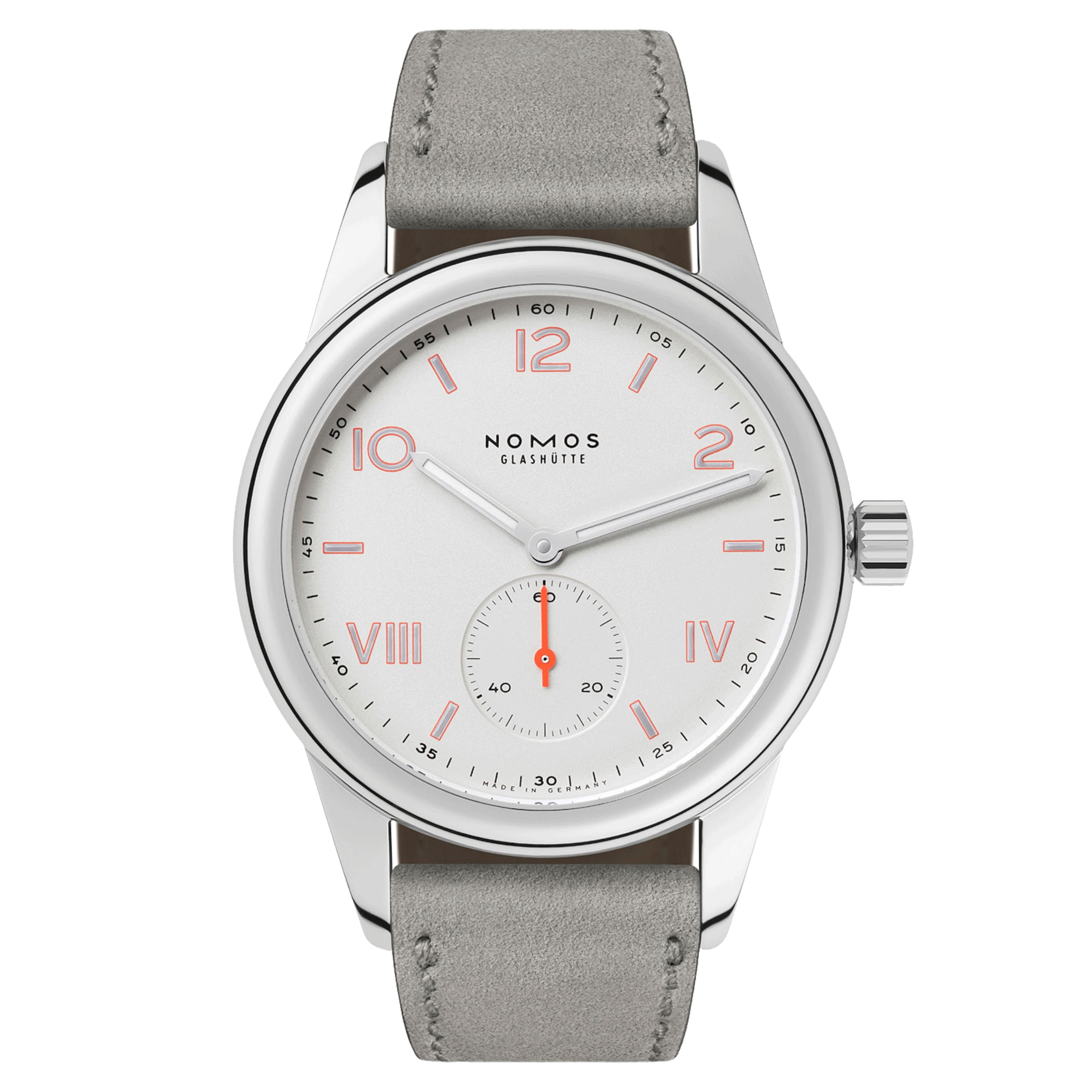 NOMOS Club Campus mechanical watch grey leather strap 36 mm