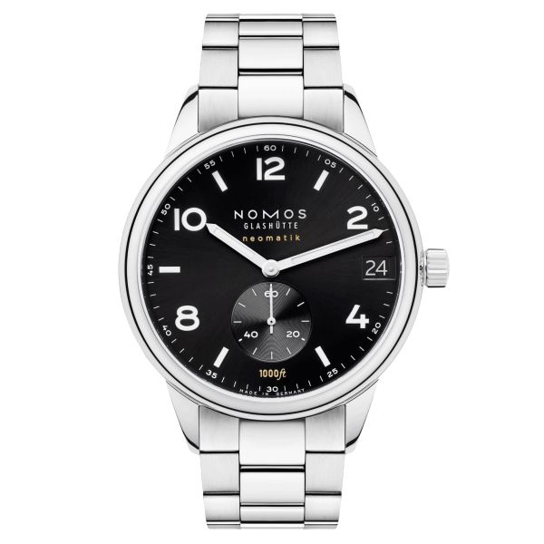 NOMOS Club Sport Neomatik 42 automatic watch date black dial 42 mm stainless steel bracelet